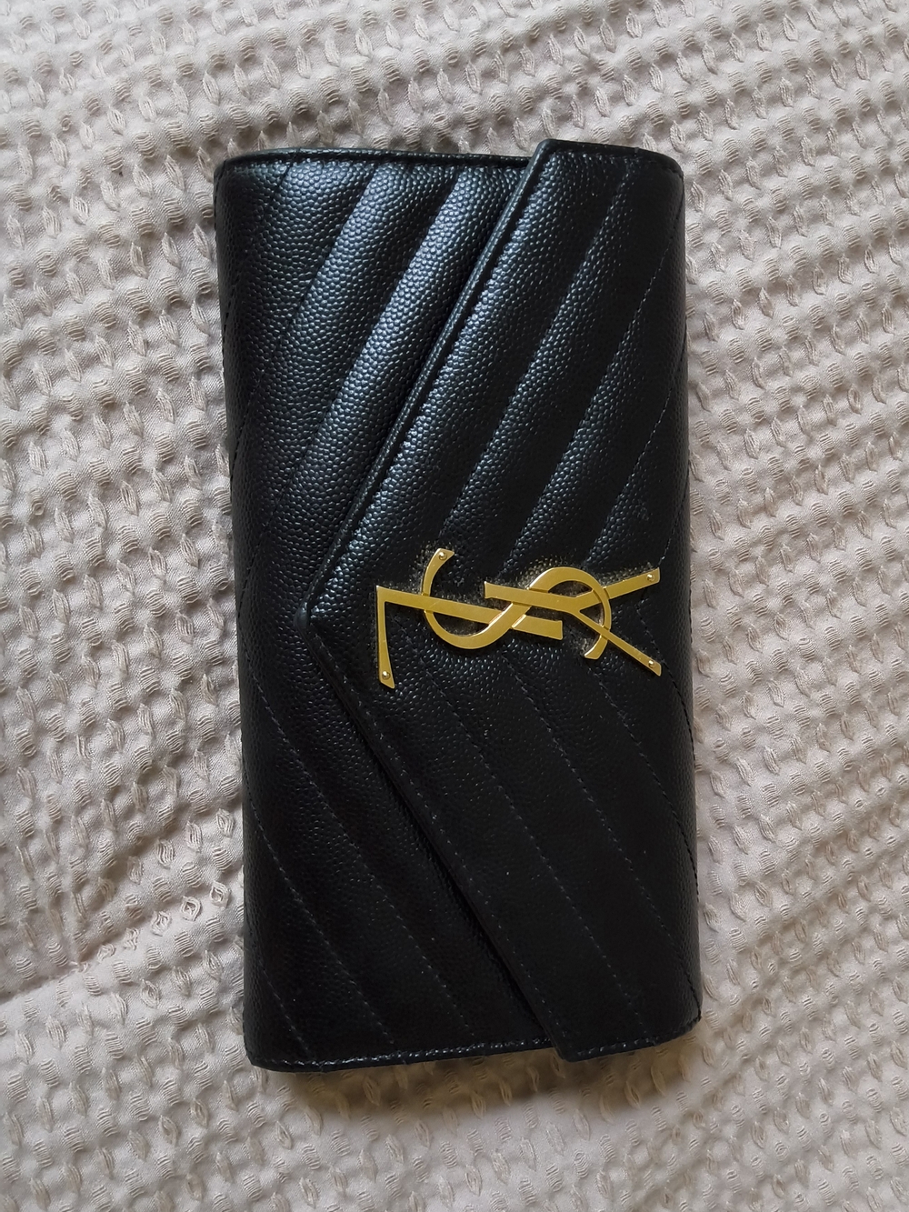 Saint LaurentCassandre YSL Monogram Large Flap Wallet in Grained Leather